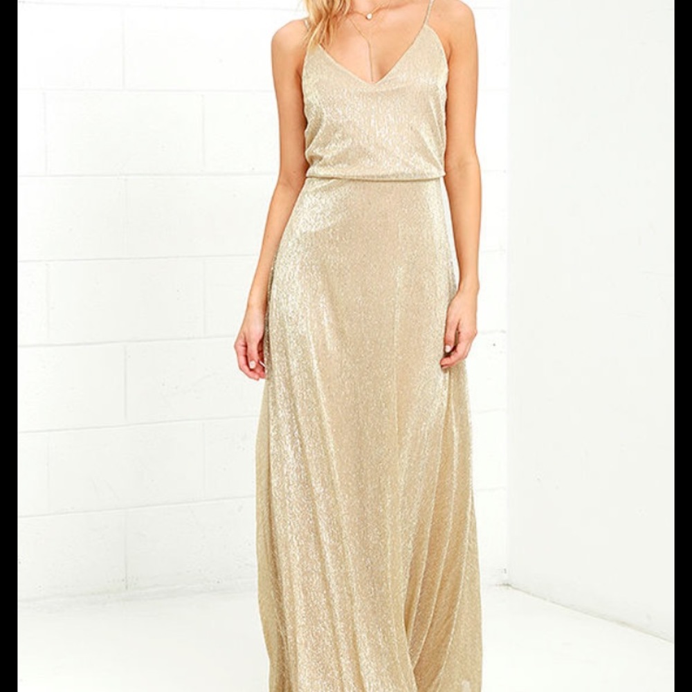 Lulus Gold Shimmer Bridesmaid Dress